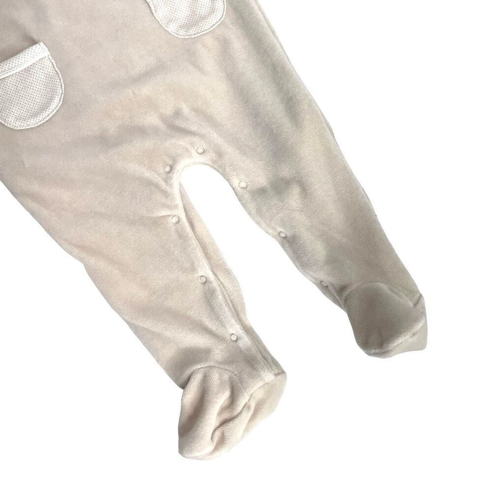 Mayoral velvet‎ footie pajama bodysuit Size 6-9M neutral beige sheep - Picture 2 of 10